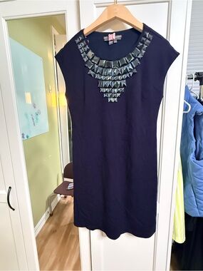 Boston Proper black Dress with Mirrored Pyramid Embellishments